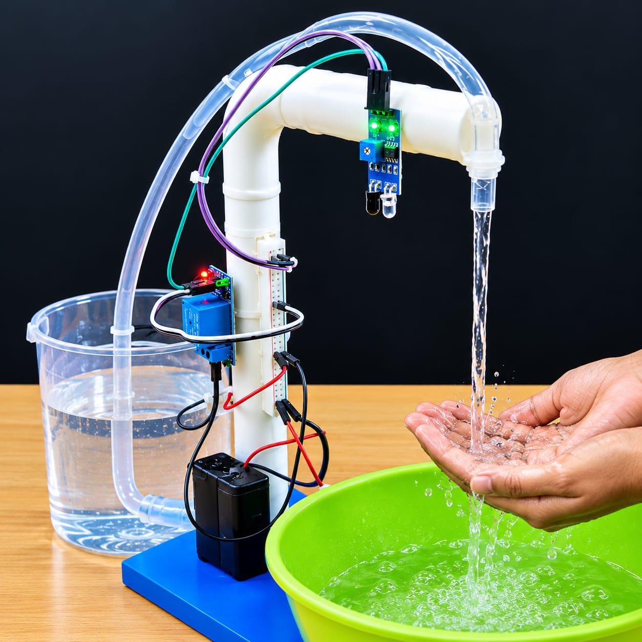 NeevCraft Automatic Touchless Water Tap DIY Working Model Kit with IR Proximity Sensor & Relay Module for Science Fair & School Projects